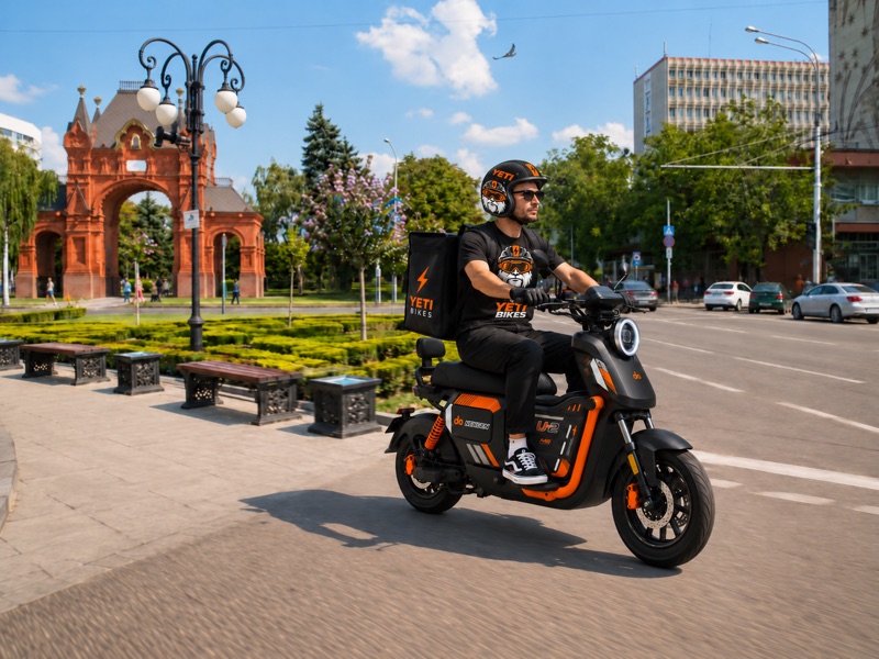 Курьер на электробайке Yeti Bikes в Краснодаре